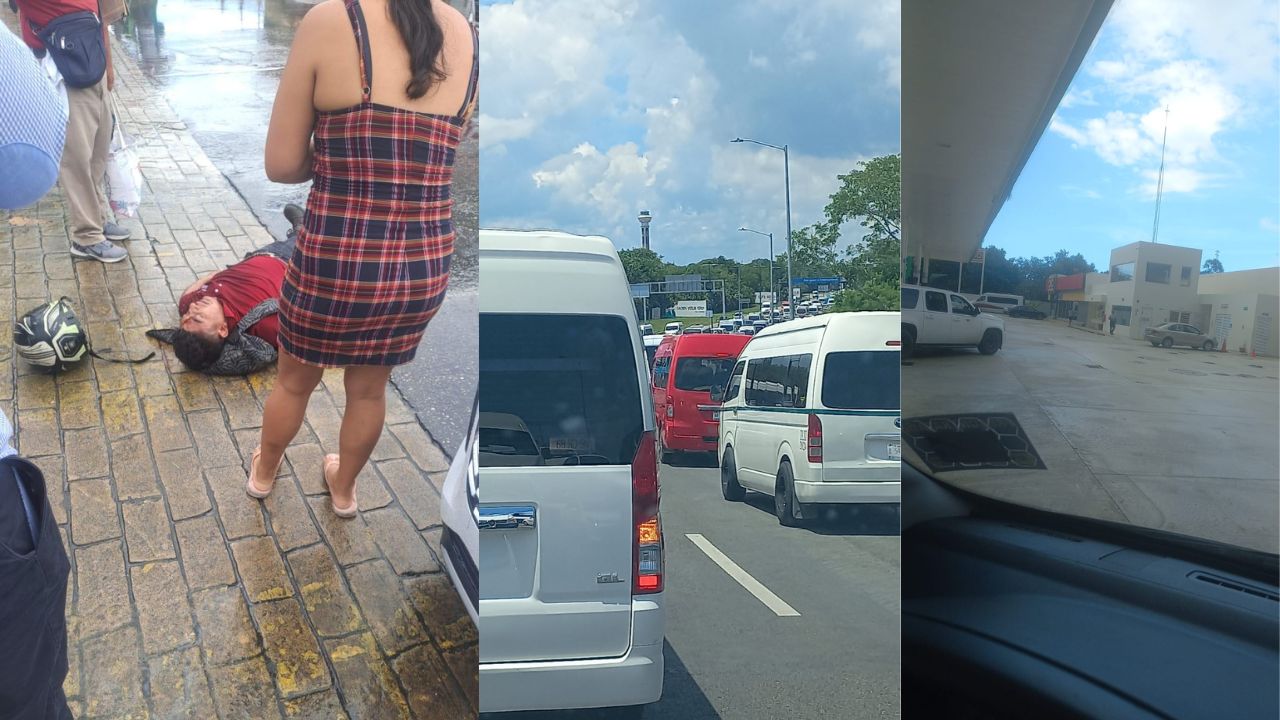 Se sale de control la manifestación de taxistas en el Aeropuerto de Cancún.