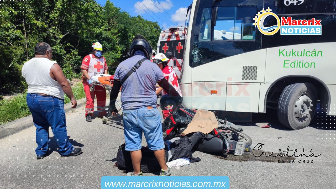 ¡Nuevamente! Accidente de una motociclista en el Arco Vial de Cancún