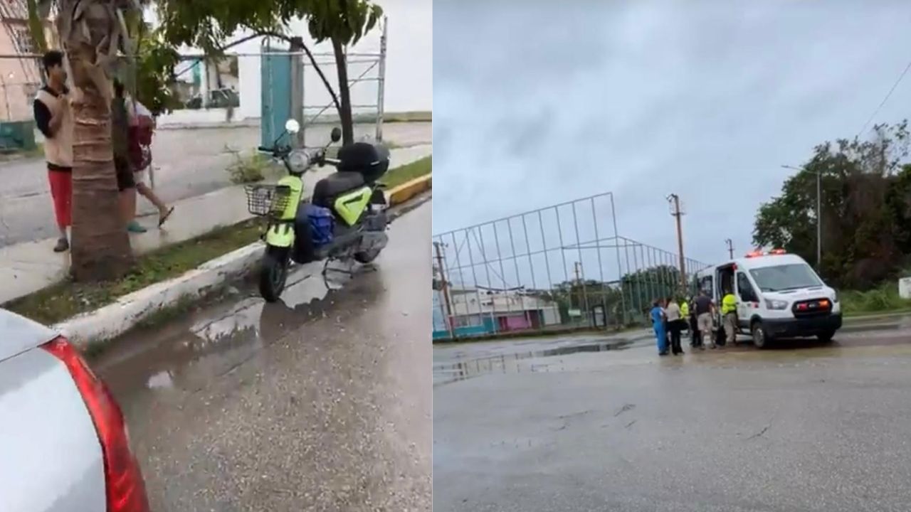 Chocan una motocicleta y un automóvil en avenidas de Playa del Carmen