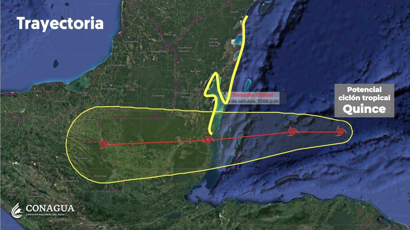 Podría convertirse en la Tormenta Tropical Nadine el potencial ciclón Quince