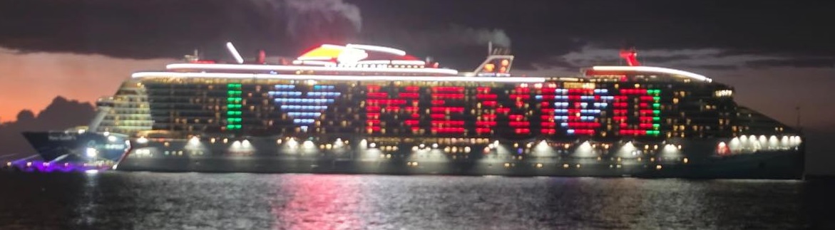 “I Love Mexico” saluda crucero Resilient Lady al zarpar de Cozumel