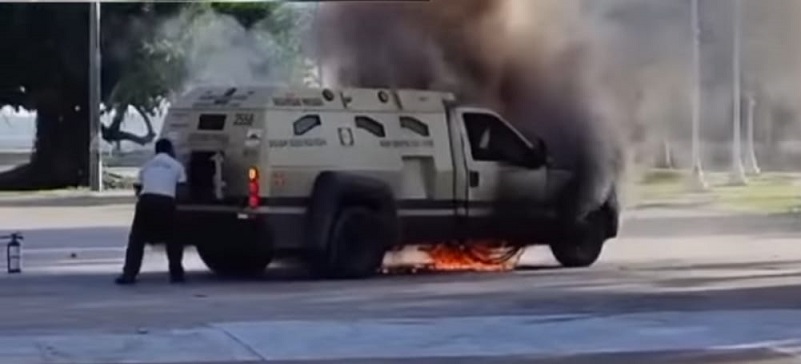 Se incendió otro camión de valores de Cometra en Chetumal