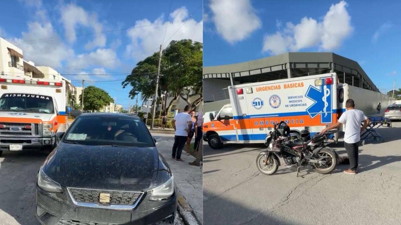 Choca conductor de automóvil a motociclista, en Playa del Carmen