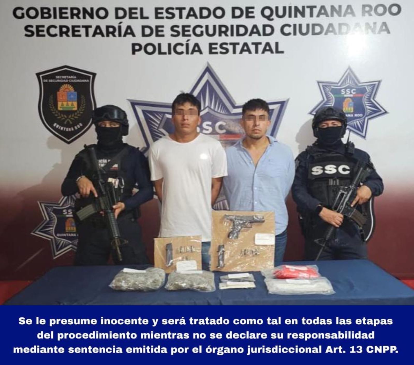 La policía los detiene con 88 dosis de marihuana y armados con pistola calibre 9 mm