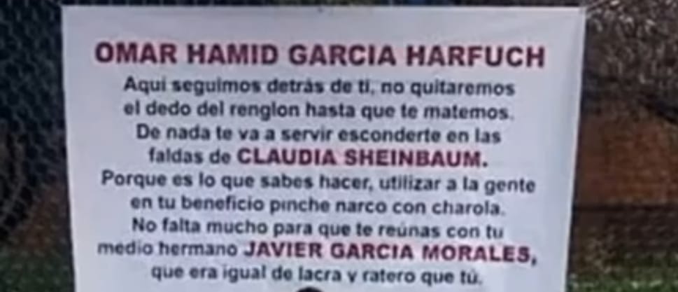 Delincuentes amenazan de muerte otra vez a García Harfuch