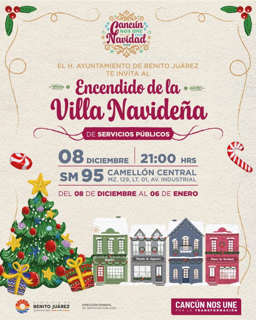 Inauguran en Cancún la Villa Navideña de la Dirección de Servicios Públicos