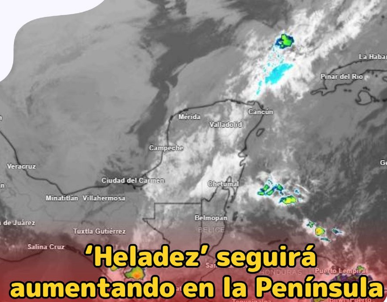 Una ola de frío producida por una masa de aire ártico seguirá provocando intenso frío en Quintana Roo, Yucatán y Campeche
