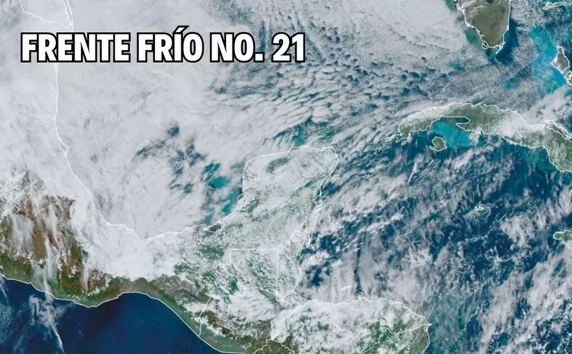 El Frente Frío 21 está asociado a una masa polar que provocará frío y heladés, además de fuertes lluvias