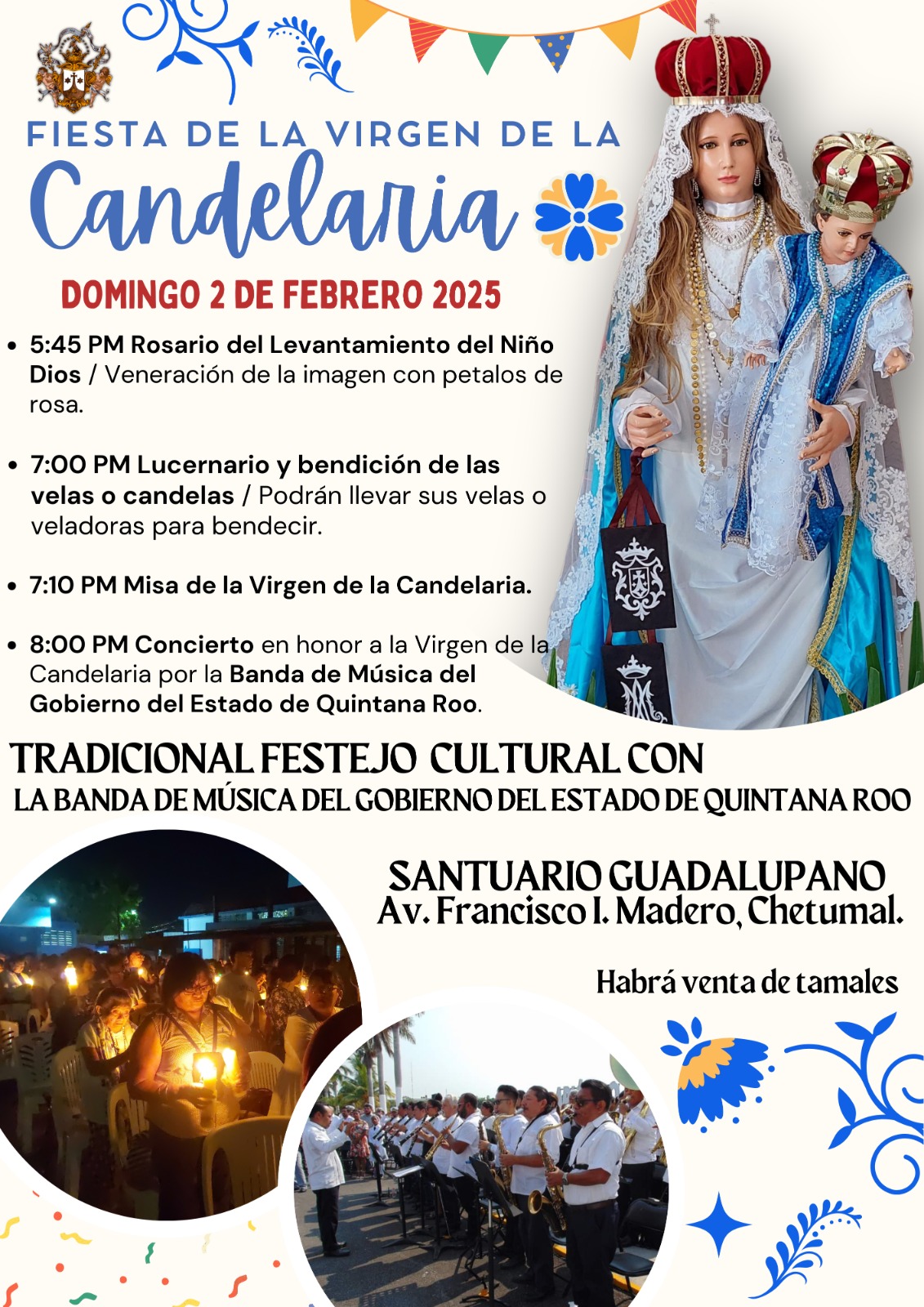 Todo listo para celebrar a la Virgen de la Candelaria en Chetumal en la Iglesia de la Guadalupana