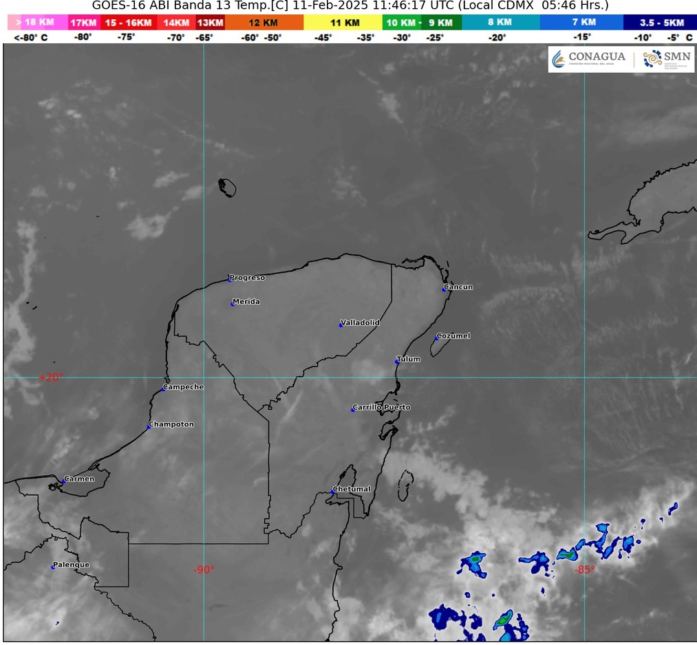 Se espera para este martes 11 de febrero cielo parcialmente nublado y ambiente caluroso en Quintana Roo, lluvias con intervalos de chubascos