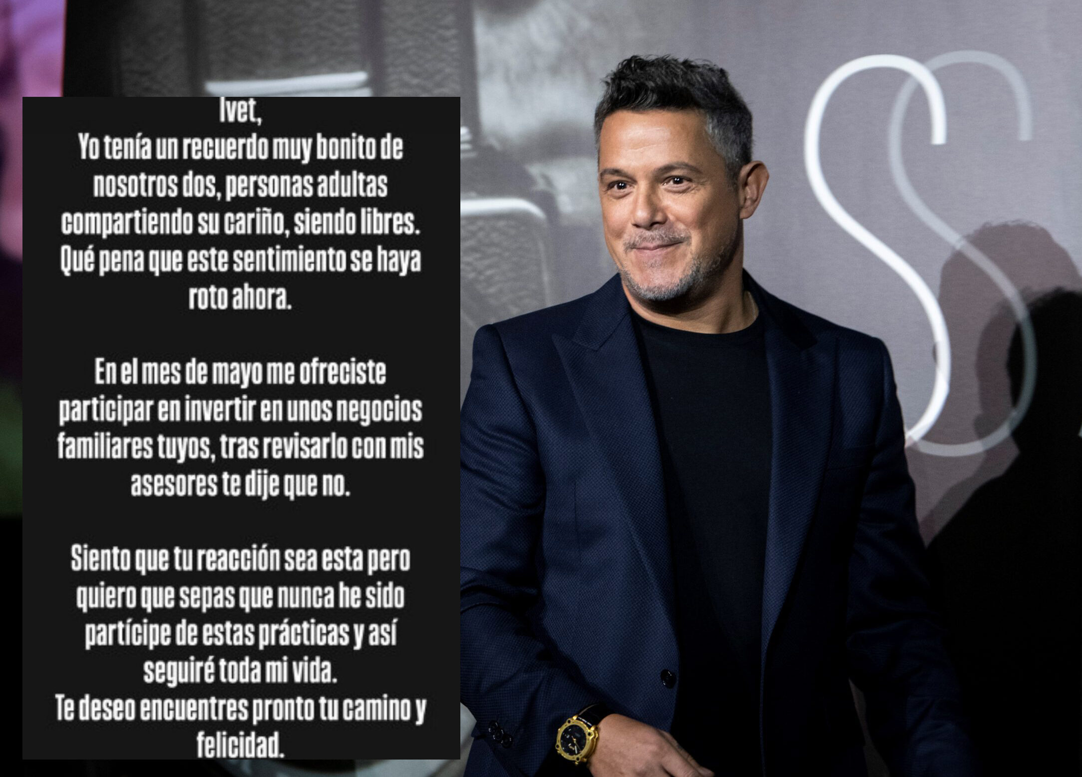 Responde Alejandro Sanz  a Ivet Playà tras declaraciones sobre su relación
