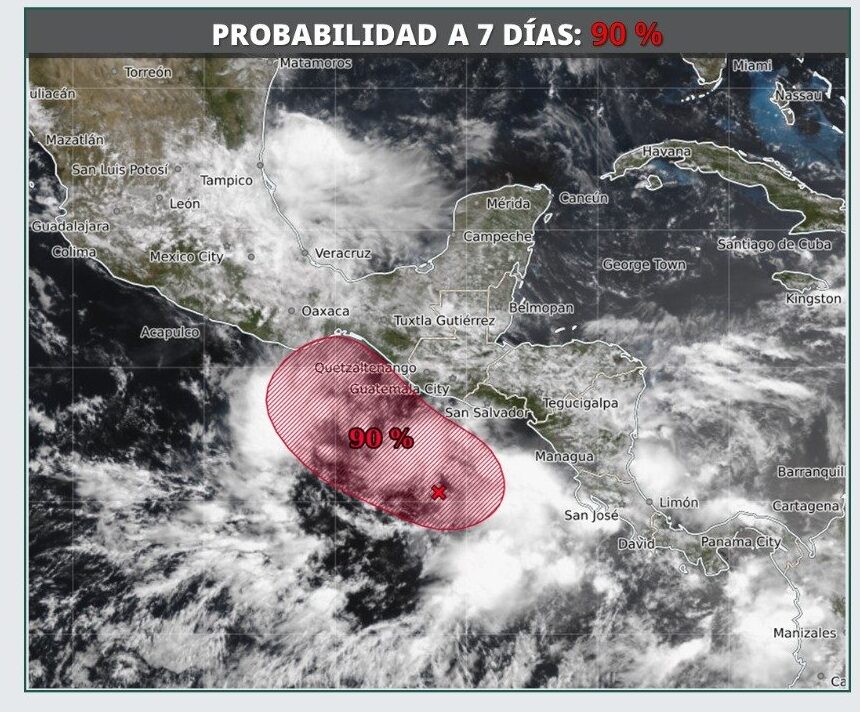 Para el martes 17 de junio, esta baja presión se localizará al sur de las costas de Chiapas.