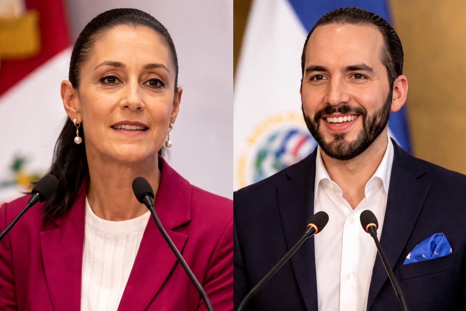 Posturas diferentes por los derechos humanos de los delincuentes entre Claudia Sheinbaum presidenta de México y Nayib Bukele, presidente de El Salvador