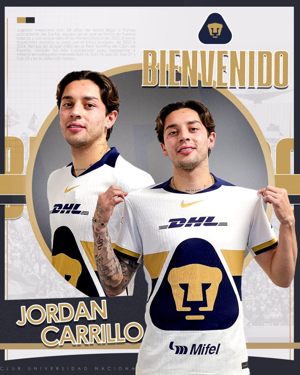 Jordan Carrillo, que ya se encuentra en la Ciudad de México para realizar exámenes médicos y sumarse al equipo dirigido por Efraín Juárez