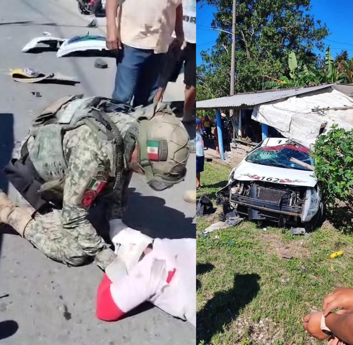 Uno de los soldados, que contaba con capacitación para atención médica básica, descendió y aplicó un torniquete con vendaje para detener el sangrado del herido