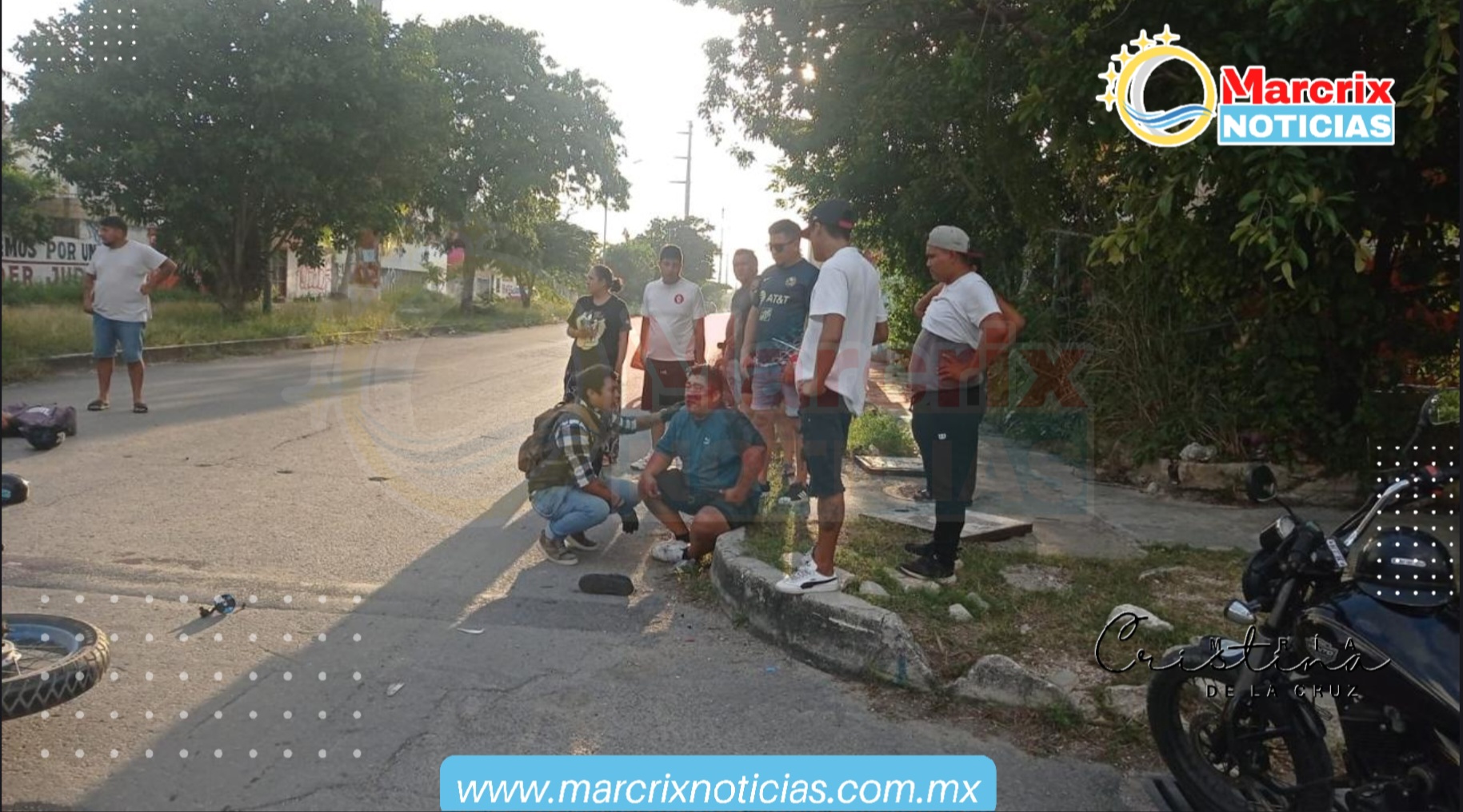 Choque de motocicletas en Cancún