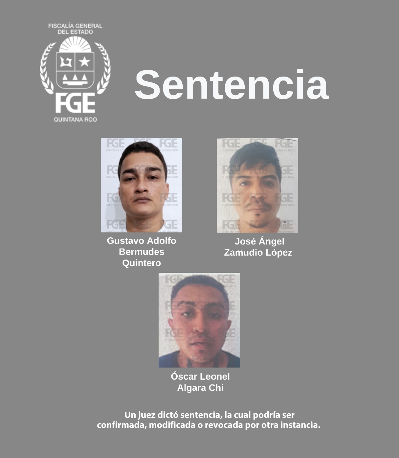 40 años de cárcel para Gustavo Adolfo Bermudes Quintero, José Ángel Zamudio López y Óscar Leonel Algara Chi, por homicidio de un adolescente