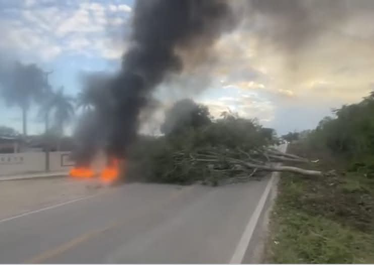 Docentes y directivos tomaron la decisión de suspender clases en prescolar, primaria y secundaria ante el clima de riesgo que se generó tras la quema de llantas, el derribo de árboles y el cierre de vialidades