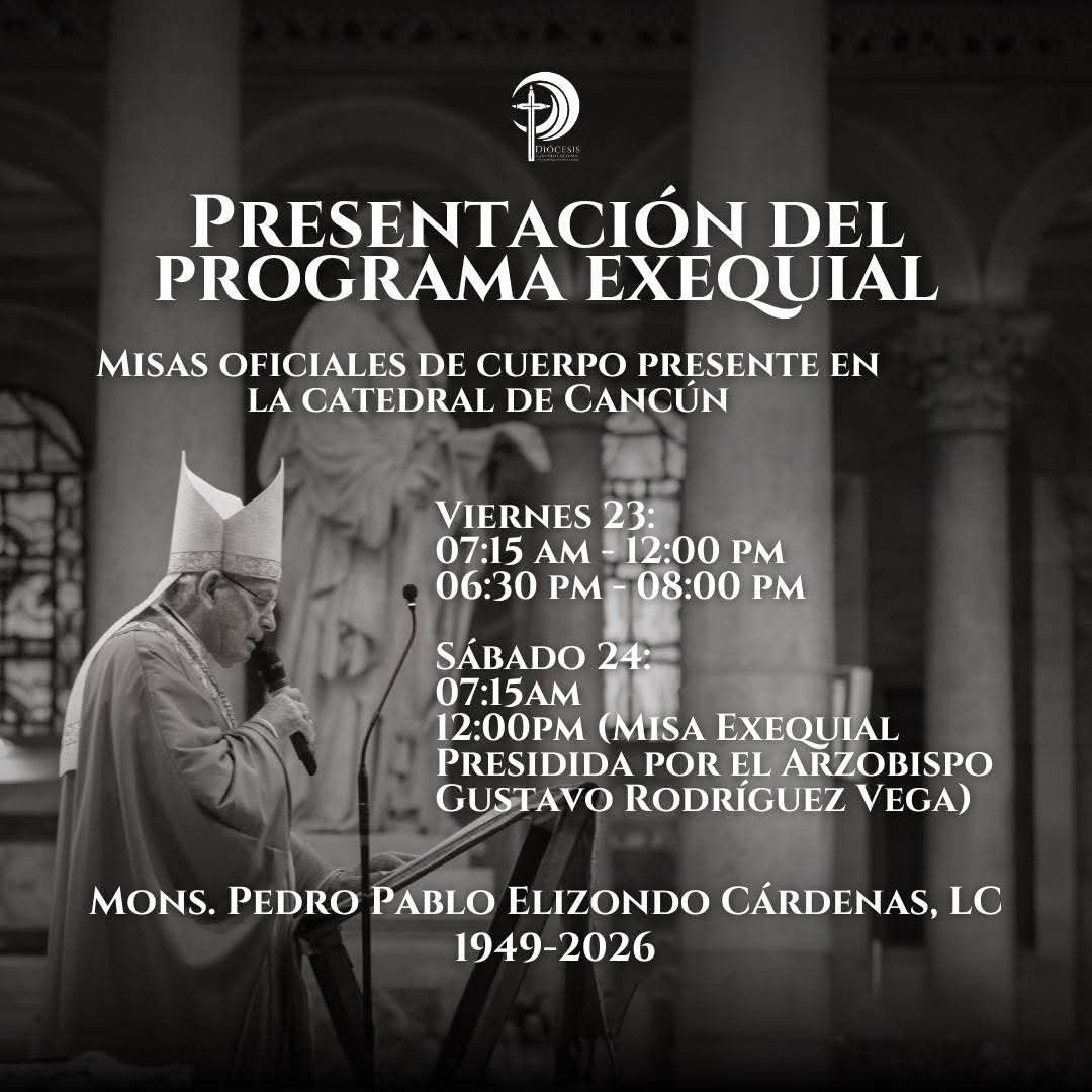Durante el viernes se realizarán diversas celebraciones eucarísticas oficiales a las 7:15, 12:00, 18:30 y 20:00 horas, con la participación de grupos pastorales y fieles de la diócesis.
