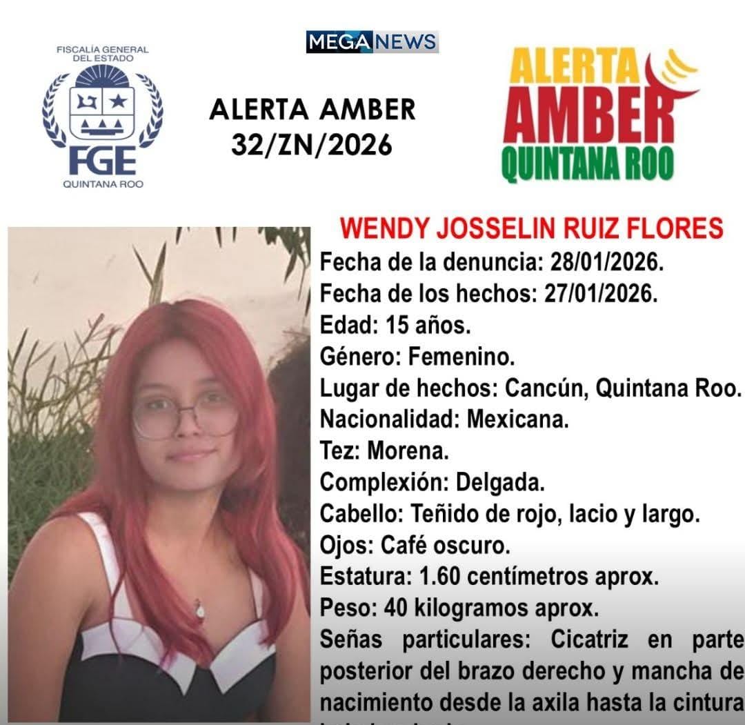 La joven Wendy Josselin Ruiz Flores desapareció el lunes 27 de enero, es delgada, morena, tiene el cabello teñido de rojo, lacio y largo, y ojos color café oscuro