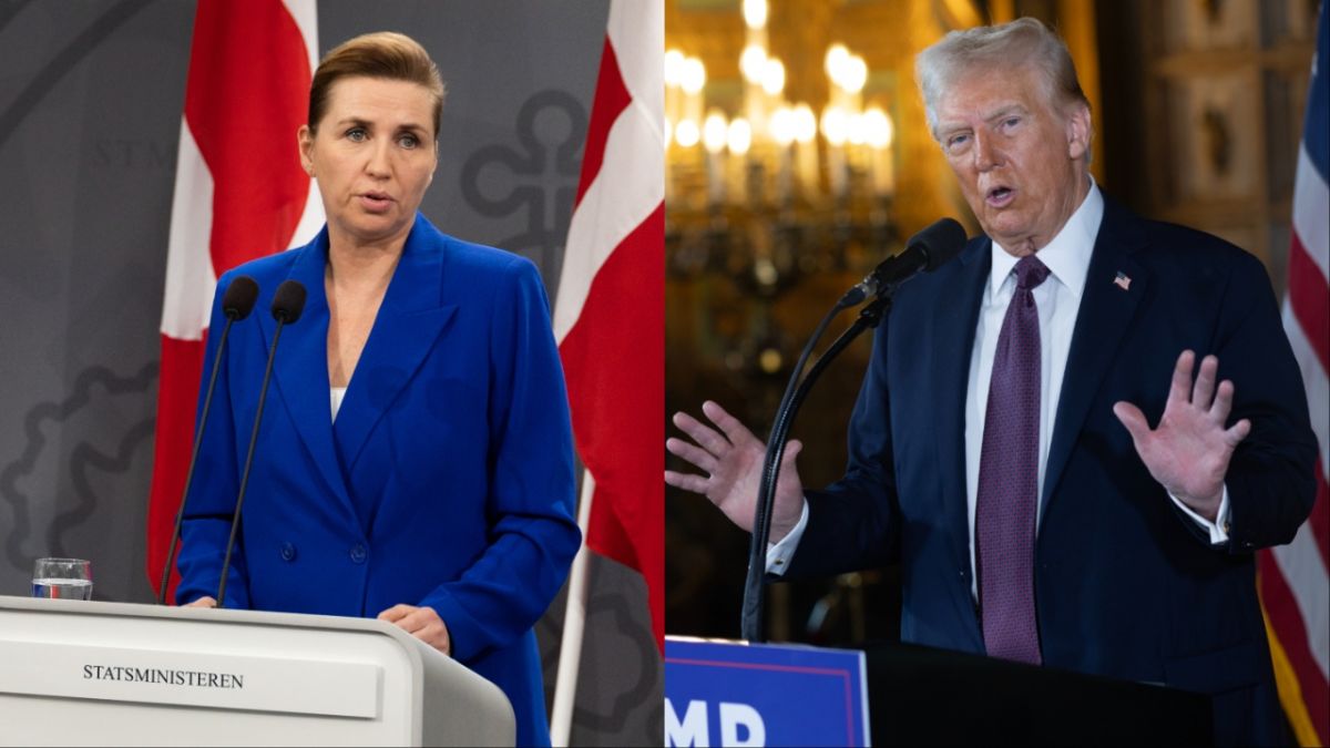 Izq: Primera Ministra de Dinamarca Mette Frederiksen Der: Donald Trump actual presidente de EE.UU.