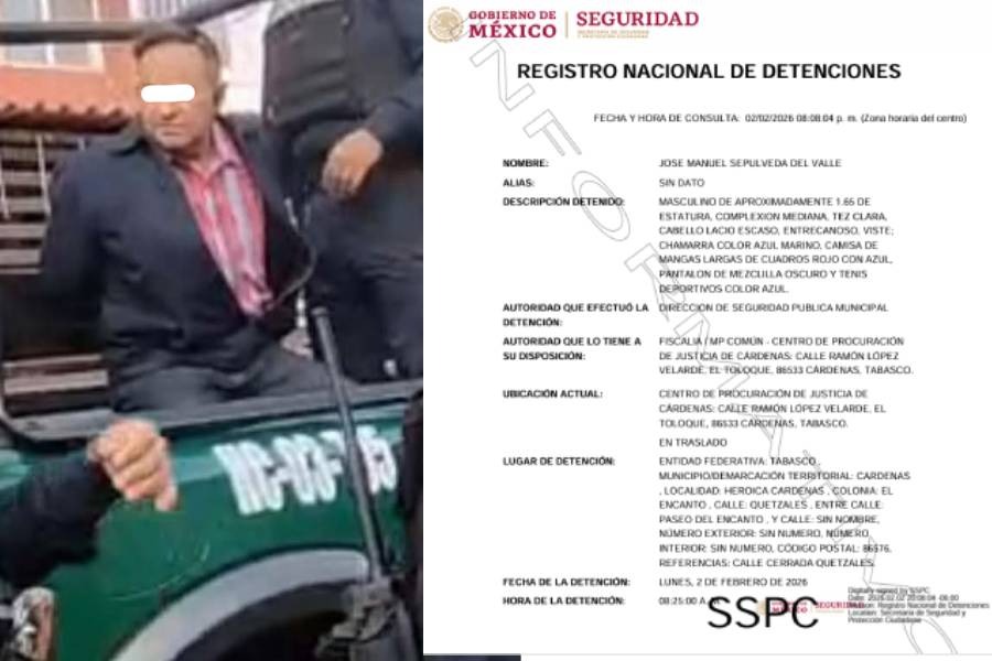 Detienen a exdiputado tabasqueño luego de que presuntamente intentó matar a golpes a su expareja, motivado por los celos.