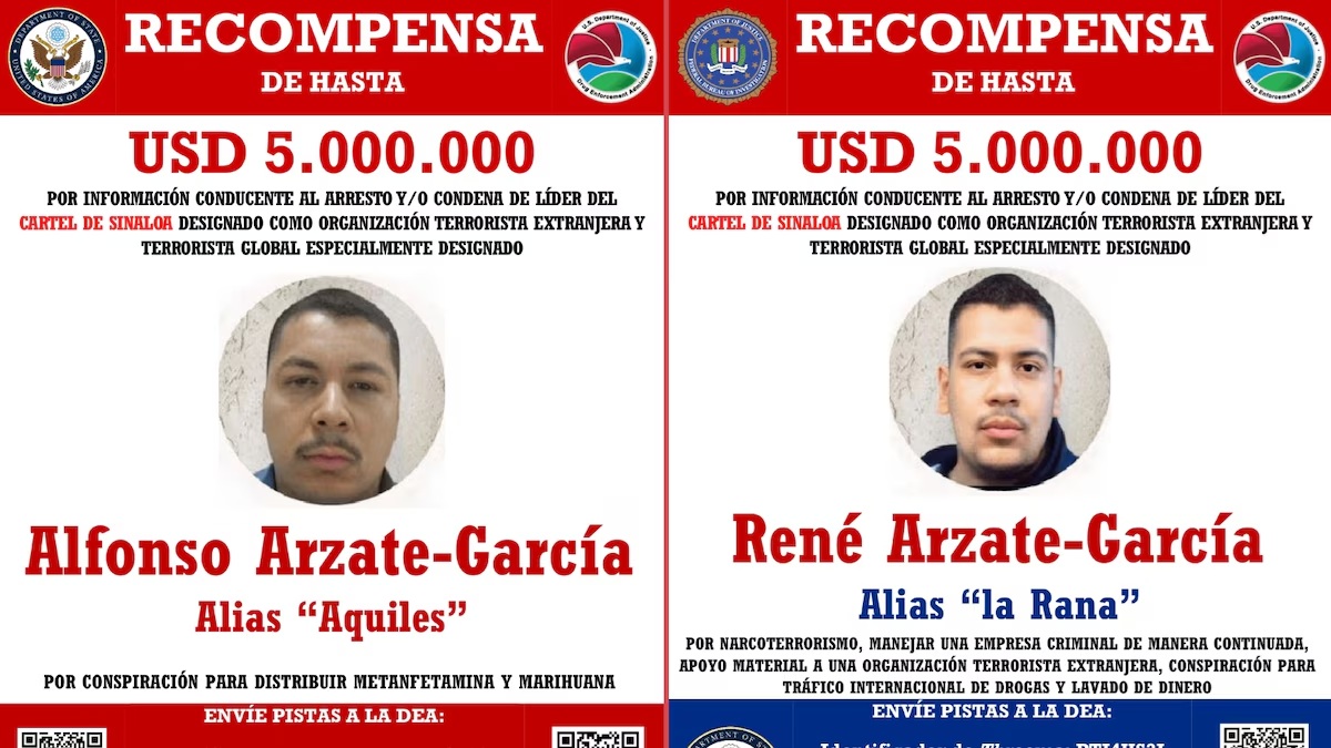 Estados Unidos ofrece recompensa de 5 millones de dólares por René Arzate García y su hermano