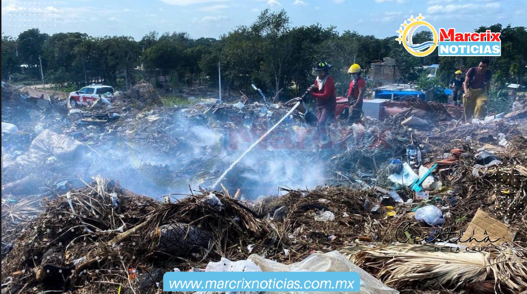 Incendio en antiguo basurero de Cancún moviliza a bomberos en zona del Arco Vial