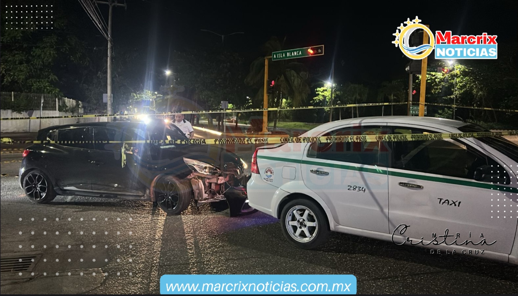 Chocan taxista y automovilista en la avenida Bonampak de Cancún