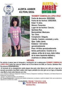 Menor desaparecida en Cancún