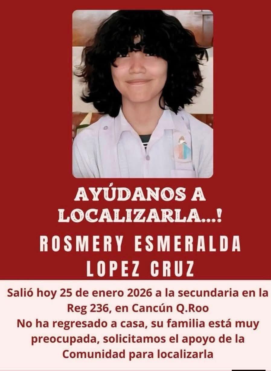 Menor desaparecida en Cancún