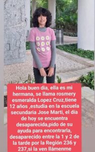 Menor desaparecida en Cancún