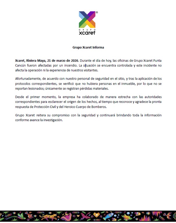 Comunicado Xcaret