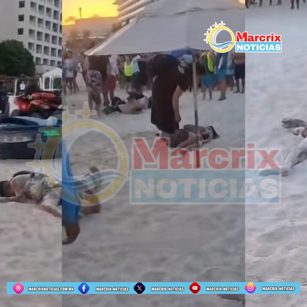 Moto acuatica embiste a turistas en playa de Cancún