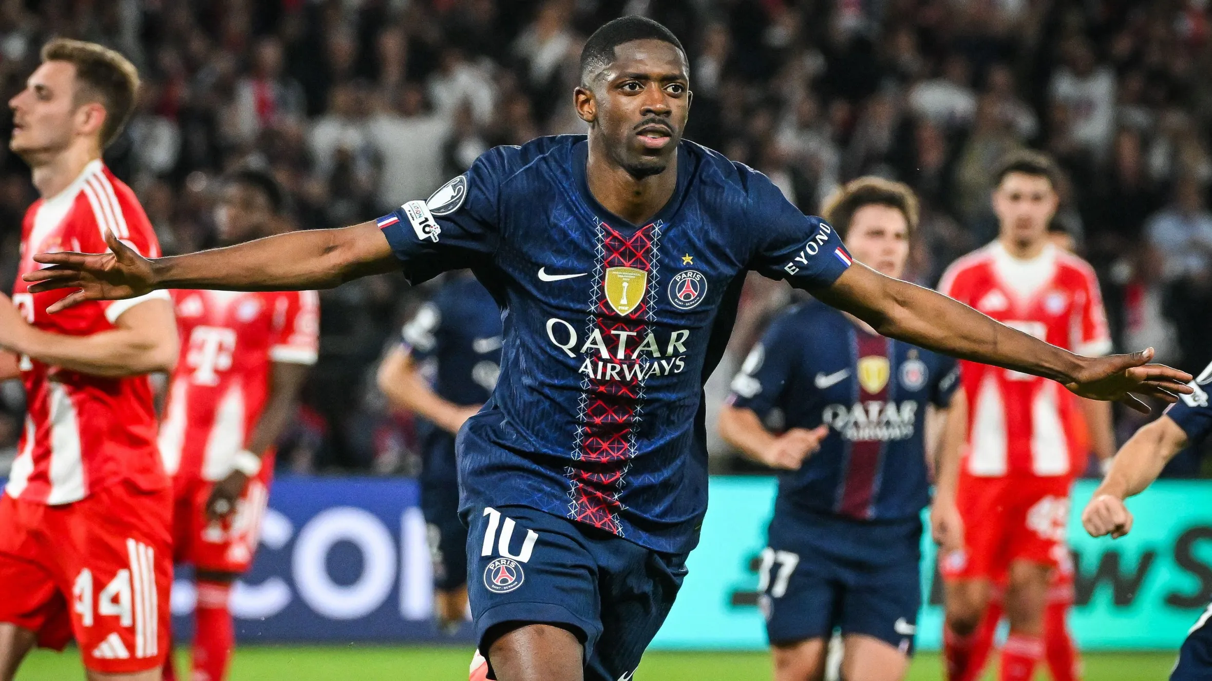 Dembele en el partido de ida de la Champions League