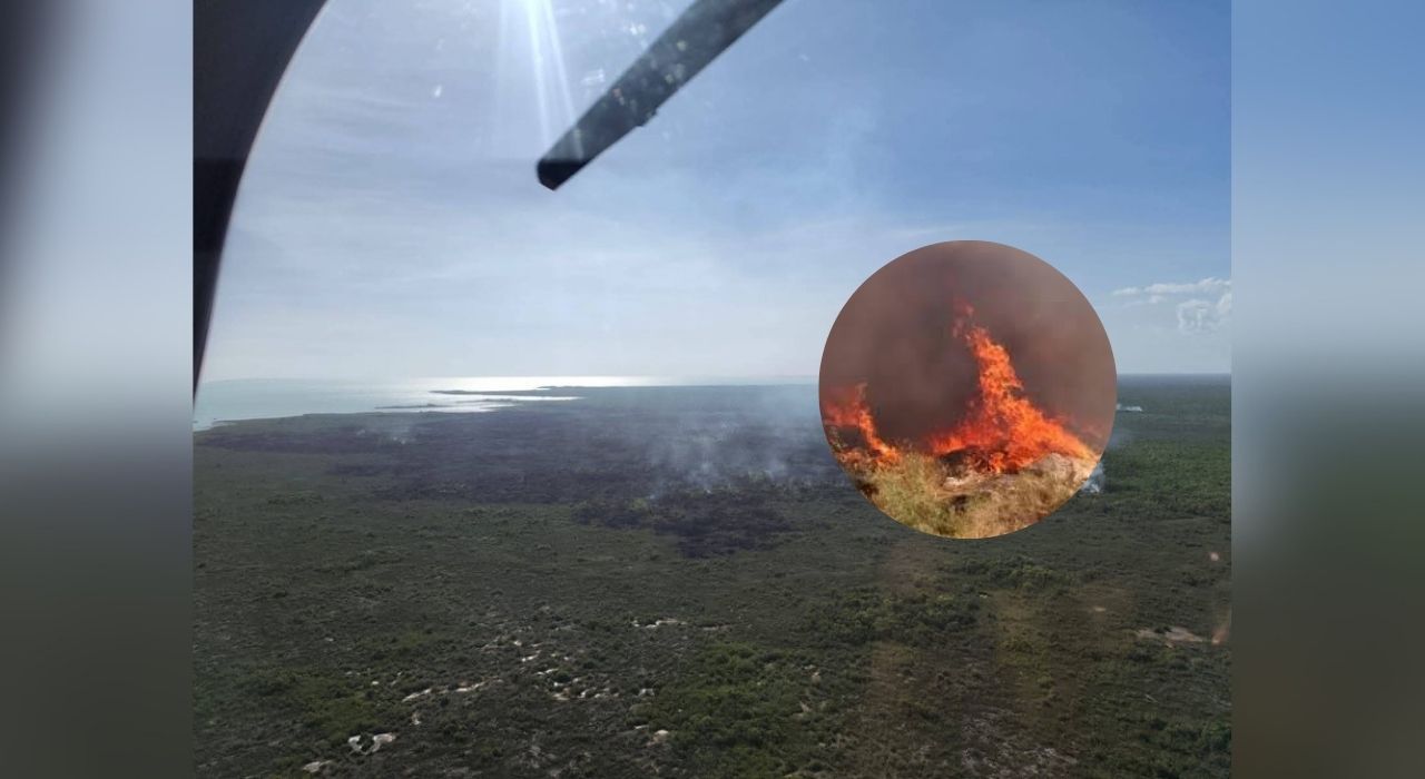 El fuego en el Santuario del Manatí lleva dos días activo y ya supera 50% de control.