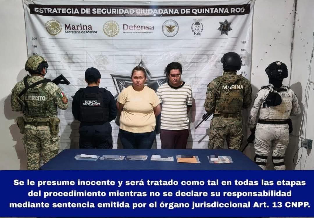Detienen a pareja de presuntos extorsionadores en Playa del Carmen