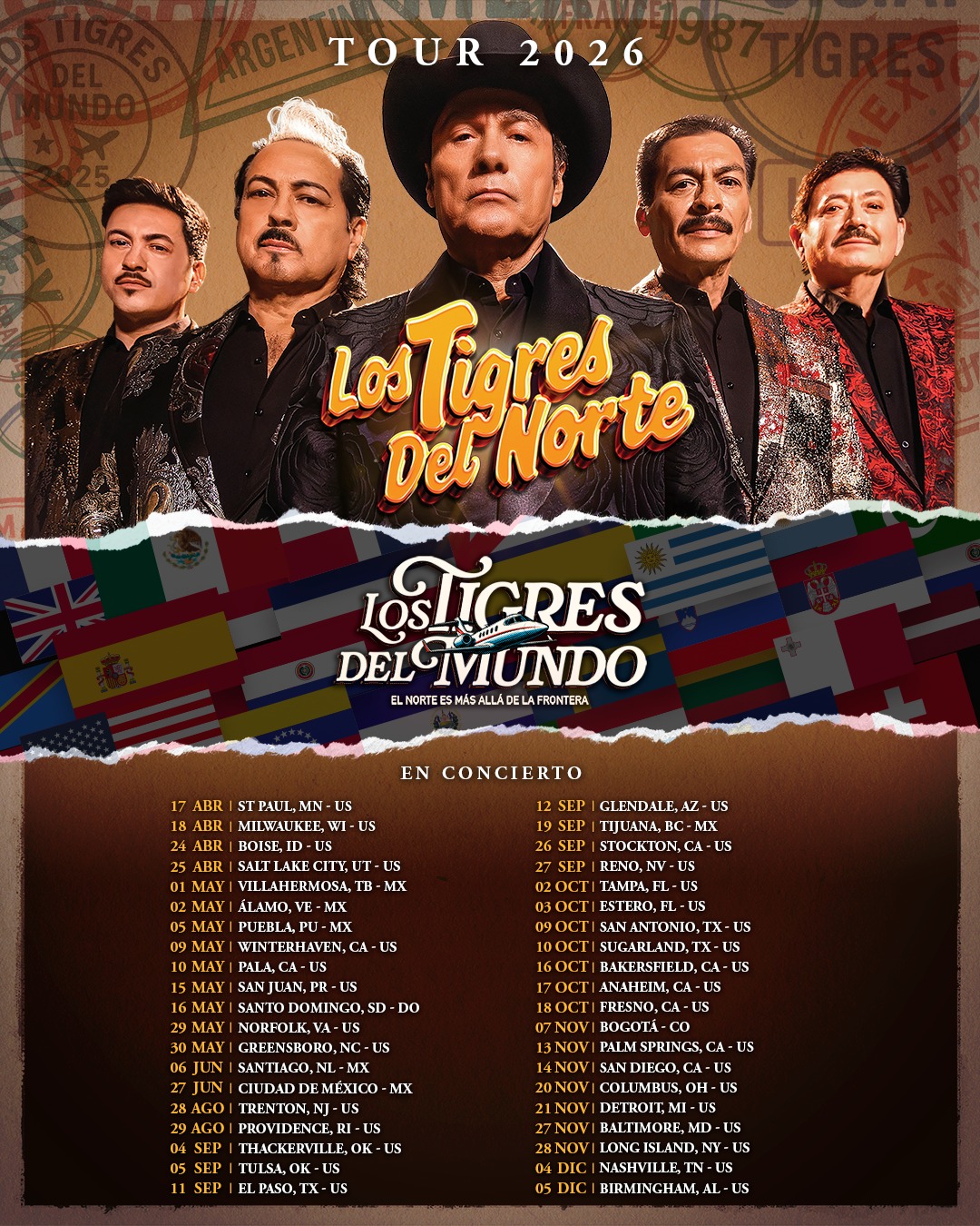 Los Tigres del Norte World Tour 2026