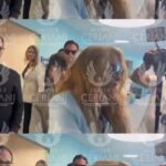 Agrede Paulina Rubio a un reportero al llegar a la Corte Familiar de Miami