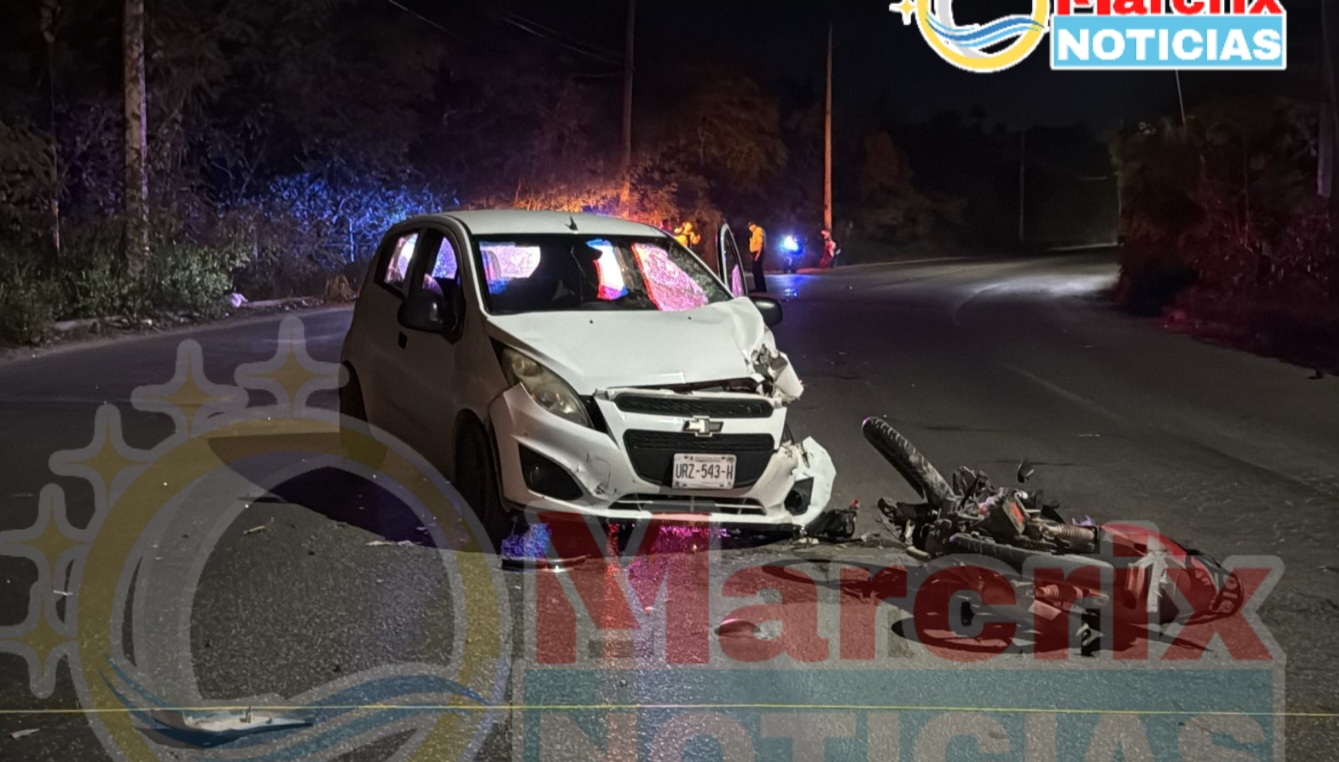 Choque múltiple en el periférico de Cancún deja un motociclista herido de gravedad
