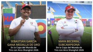 Arqueros Sebastián García y Maya Becerra ganan oro y plata en Copa del Mundo