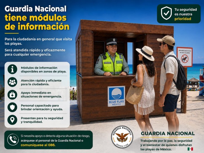 Guardia Nacional lanza campaña de vigilancia en playas de Quintana Roo durante temporada vacacional