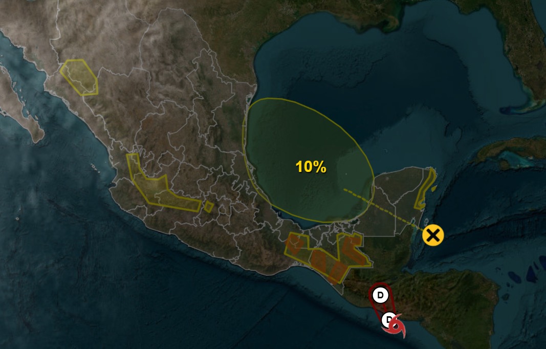 Mara anunció zona baja presión en Campeche con 10% de probabilidad de convertirse en ciclón