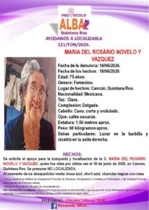 Continúa desaparecida adulta mayor en Cancún; cumplen tres días sin pistas sobre su paradero