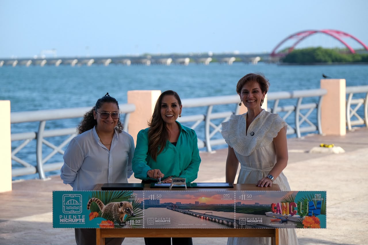 Plasman Puente Nichupté en estampilla postal