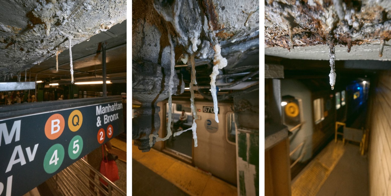 Metro de Nueva York desarrolla estalactitas similares a las de las cavernas
