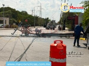 Vehículo derriba tres postes en avenida Las Torres