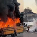 Evacúan a seis niños de autobús escolar que comenzó a incendiarse en Estados Unidos