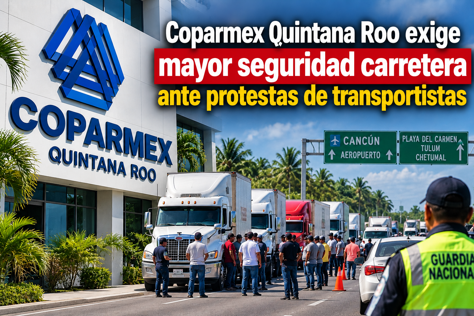 Coparmex Quintana Roo exige mayor seguridad carretera ante protestas de transportistas