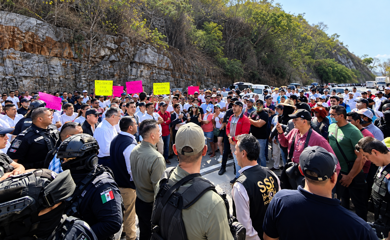 Trabajadores del IMSS-Bienestar retiraron el bloqueo en Ruiz Cortines y Paseo Tabasco, tras una jornada de protestas y afectaciones viales.
